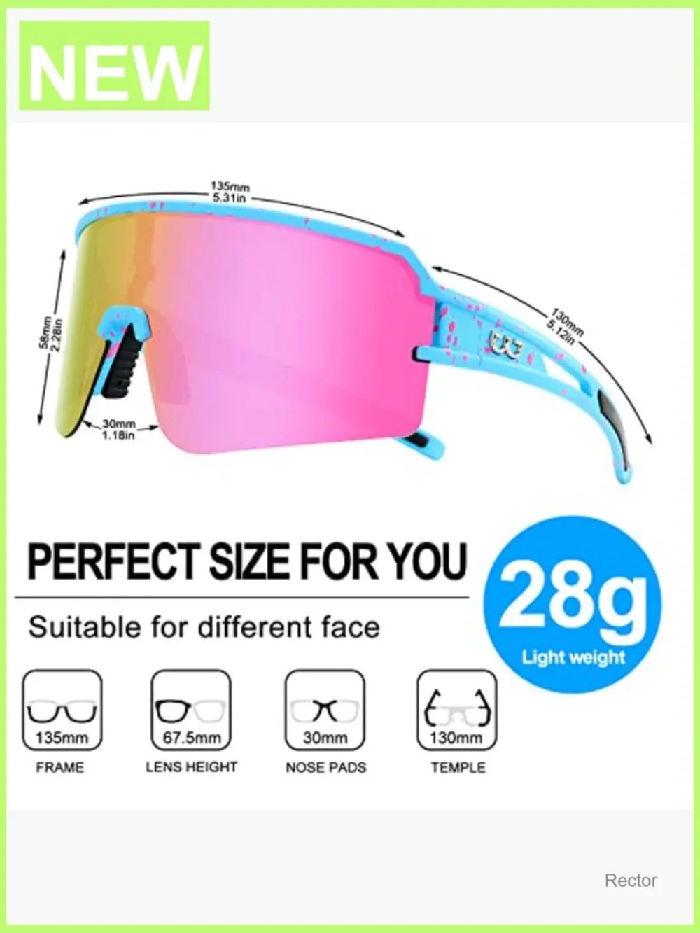 Polarized Sports Sunglasses UV400 Protection TR90 Frame Cycling Running Fishing